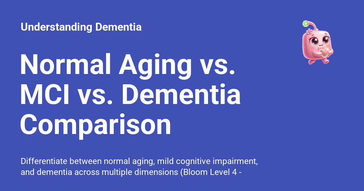 Normal Aging vs. MCI vs. Dementia Comparison - Understanding Dementia