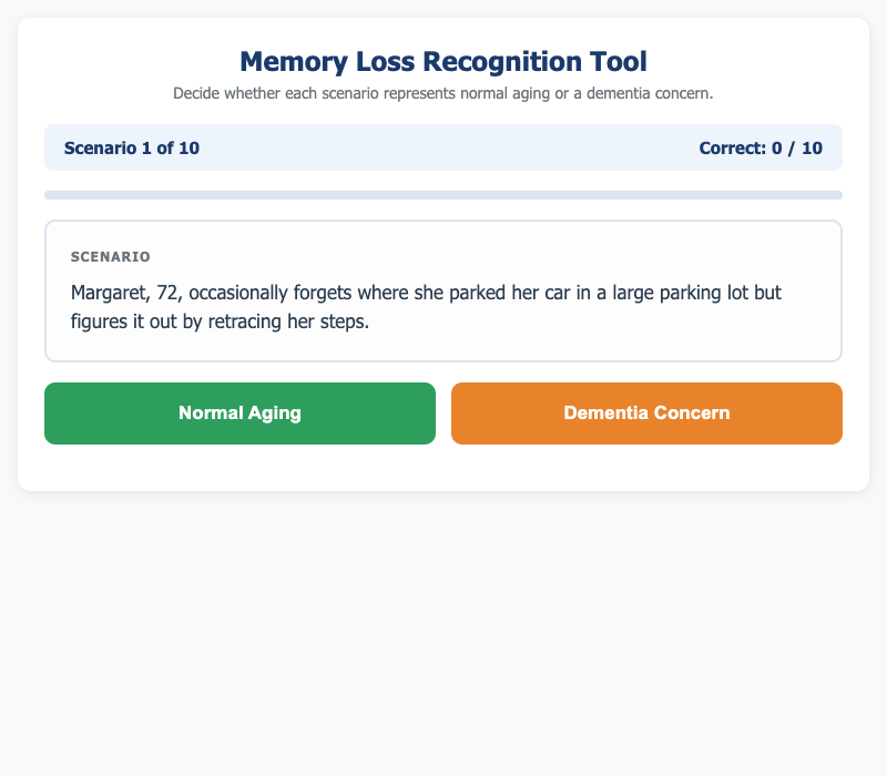 Memory Loss Recognition Tool